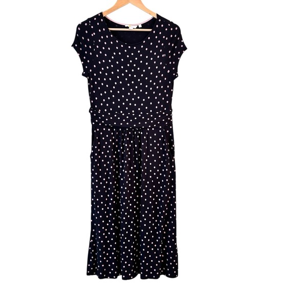 Boden Dresses & Skirts - Boden‎ Womens Jersey Polka Dot Dress Size 8L Navy Preppy Coastal Career Capsule